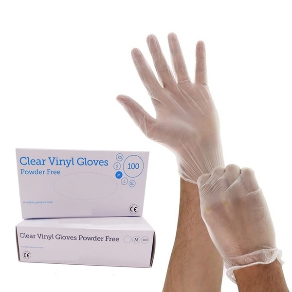1ABOVE 100 X LARGE CLEAR VINYL DISPOSABLE GLOVES LATEX POWDER
