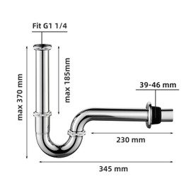 Heixutas Brass P Trap Bathroom Sink: 1 1/4 Sink Trap with Adjustable Height - Chrome Bottle P-Trap with Slip Joint Extension Tube - U-Shape Basin Sink Plumbing/Pipe Replacement Kit