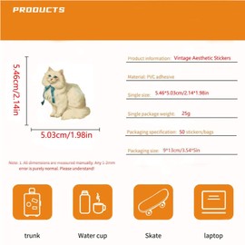 50Pcs Vintage Aesthetic Stickers, Cute Rustic Decals，Vinyl Waterproof Decal,Perfect for Kids,Teens, Kindle,Water Bottle Suitcase Phone Skateboard Guitar Water Cup Bike Laptop Scrapbook