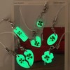 Luminous Four-Leaf Clover Lucky Keyring for Exams & Mobile Phones Large Heart Left (D-Ring)