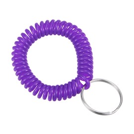 PATIKIL Spiral Keychain, 4 Pack Plastic Wrist Coil Keyring Wristband Stretchable Key Holder Lanyard for Sports Outdoor, Purple