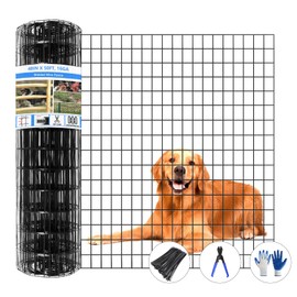 GILPWA Welded Wire Fence, 50ft(L) x 48inch(H) Garden Fence for Dog, 2 Inch x 3 Inch 16GA Fencing for Chicken, PVC Coated Anti-Rust Roll Metal Wire Mesh Fence for Yard Vegetable, Black