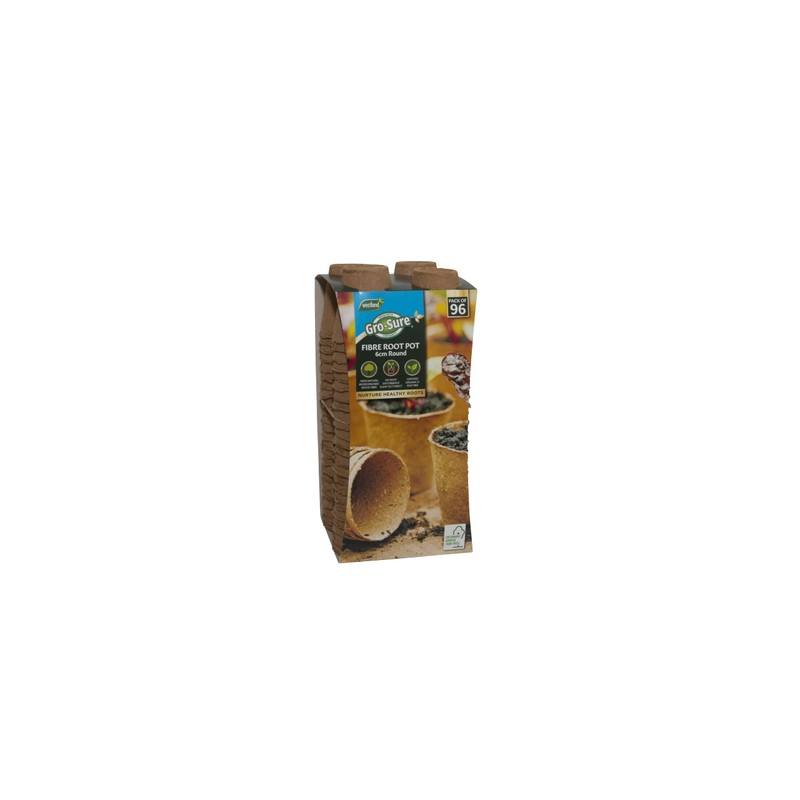 Gro-sure Fibre Pots Round 6cm 96pk Propagation kit, Brown