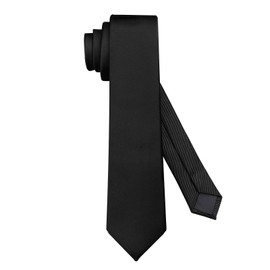 KOOELLE Men's Ties Solid Pure Color 2.35" (6CM) Plain Slim Necktie Skinny Ties For Men, 001-black, Medium