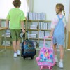 4PCS Rolling Backpack for Boys,Kids Dinosaur Backpacks with Roller Wheels,