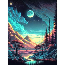 Huacan 5D Diamond Painting Kits for Adults Full Round Drill Moon Diamond Art for Home Wall Decor Gifts 12x16inch