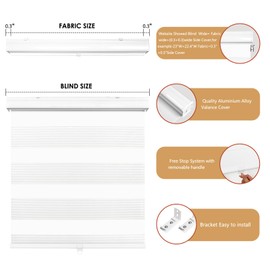 Allbright Cordless Free Stop Zebra Window Blinds 36" W×64" H, Dual Layer Roller Shade Room Darkening Sheer Shades, Light Filtering Window Shades, Easy to Install White