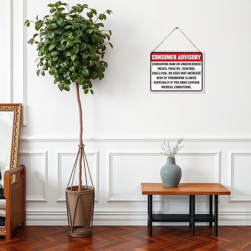 Consumer Advisory Sign, Restaurant Signs, Decorative Wood Plaque for Hanging,