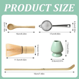 Matcha Whisk Set, Afenau 5pcs Matcha Kit with Bamboo Whisk, Whisk Holder, Tea Puller, Tea Spoon, Sieve, Handmade Matcha Tea Set, Perfect Matcha Starter Kit for Matcha Lovers