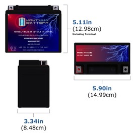 Mighty Max Battery YTX12-BS 12V 10AH Battery for Suzuki 1300 GSX1300R, Z Hayabusa 15-17