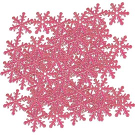 300Pcs Pink Christmas White Snowflake Ornaments Plastic Glitter Snow Flakes Ornaments Decorative Hanging Ornaments for Winter Christmas Tree Decorations Craft Snowflakes