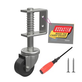 Uscaster Gate Wheel 2 Inch Heavy-Duty Caster for Wooden Gates - 360 Degree Rotation, Solid Rubber Tire, 80lbs Capacity, Spring-Loaded, Includes Screws & Screwdriver