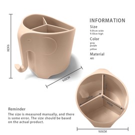 RyanLemon Elephant Toothbrush Holder for Kids Toddler, Suction Cup Toddler Toothbrush Holder, Cute Baby Toothbrush Holder with 3 Slots and 1 Hook, Toothbrush Holders Kids for Bathroom, Nude