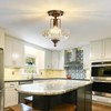 UOFUS Glass Ceiling Light Fixture Vintage Small Semi Flush Mount