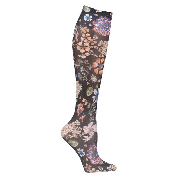 Celeste Stein Women's Moderate Compression Stockings - Prairie Flowers Black