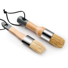 YiBaiBrush Chalk Paint Brush, 2 Pack Wax Brushes and Chalk Paint for Furniture DIY Art Crafts, Natural Bristle Round Oval Brush for All Painting and Waxing