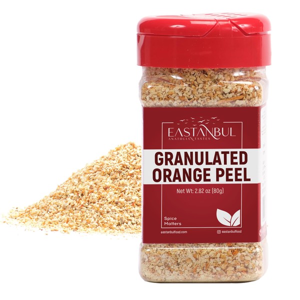 Eastanbul Granulated Orange Peel, 2.82oz, Orange Zest for Baking, Dried