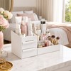 White Plastic Makeup Organizer with Drawers and Compartments