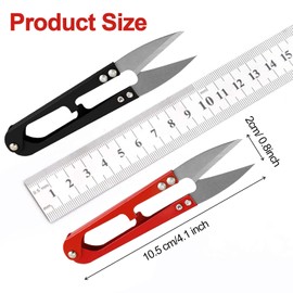 Tailor Dressmaking Thread Snips 2PCS, U-Shaped Plant Leaf Trimming Scissors and Yarn Thread Snippers, Mini Cross Stitch Embroidery Scissors for Altering/Fabric Cutting/DIY Supplies(Black, Red)