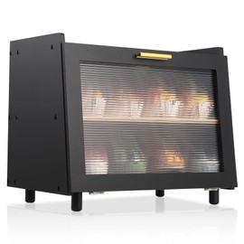 GAOMON Double Layer Large Bread Box, Bamboo Bread Box for Kitchen Counter, Bread Containerr, Bamboo Bread Storage Container with Acrylic Clear Door, Black