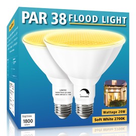 LOXYEE PAR38 LED Outdoor Flood Light Bulbs 2 Pack，Dimmable 20W(200W Equivalent) E26 Base Flood Light Bulbs,2700K Soft White 1800 Lumens LED Flood Light for Outdoor Garden,Garage,Yards