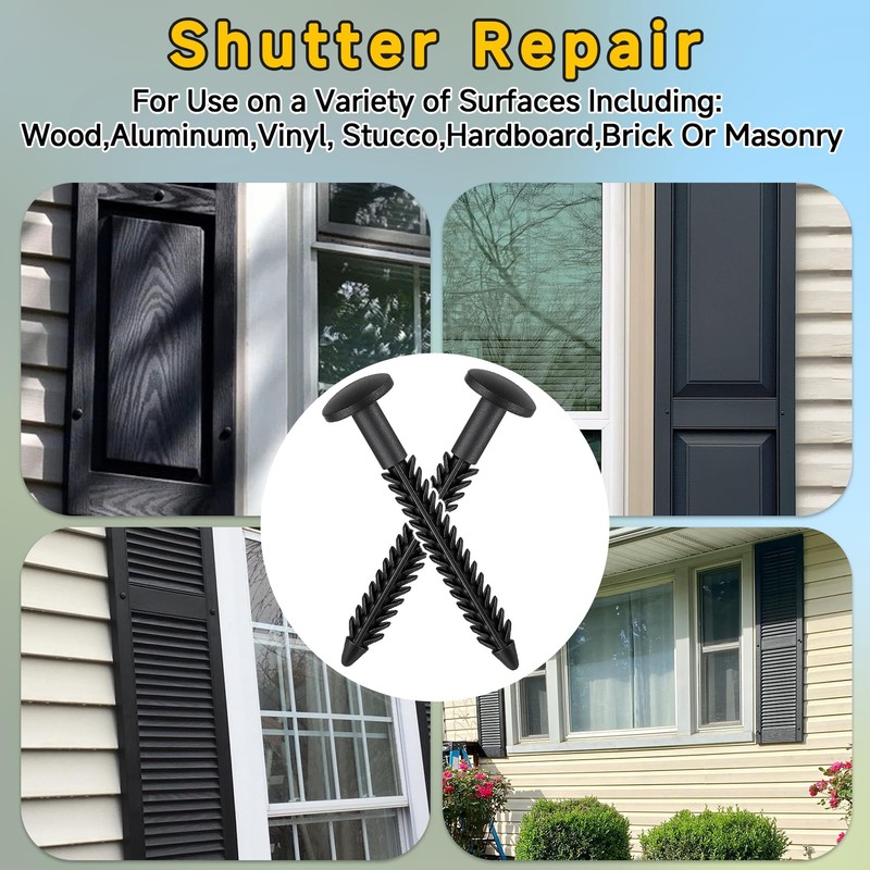 38 Pack Vinyl Shutter Fasteners for Windows Outside, Plastic Shutter