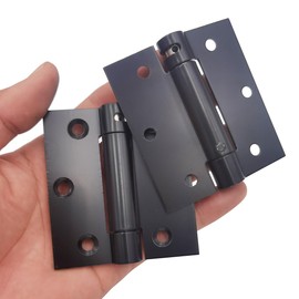 Hoobar 2 Pack Heavy Duty Stainless Steel Self Closing Door Hinges 3 Inch Black Spring Loaded Hinges, Adjustable Tension for Garage, Front Door, Back Door, Auto Close Hinges for Heavy Doors (3 inch)