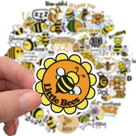 Cute Bee Stickers, Funny Bees Animal Stickers, 50PCS Inspirational Be Yourself Aesthetic Hapiuen Motivational Stickers for Water Bottles Laptop (Bee)