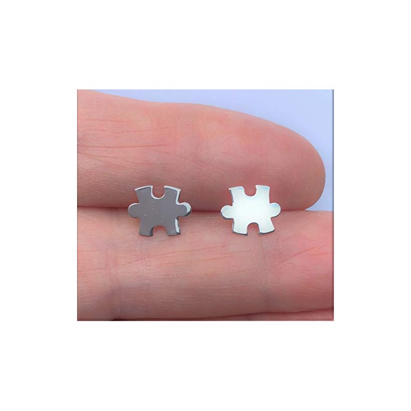 Jigsaw Puzzle Piece Earrings - 925 Sterling Silver