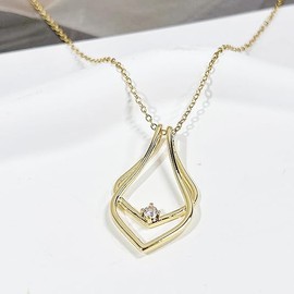 Dainty Waterdrop Ring Holder Necklace for Women Men CZ Simple Ring Keeper Necklaces Geometric Pendant Bride Wedding Engagement Saver Jewelry Birthday Valentine's Day Gifts Wife Girlfriend Mother (Gold)