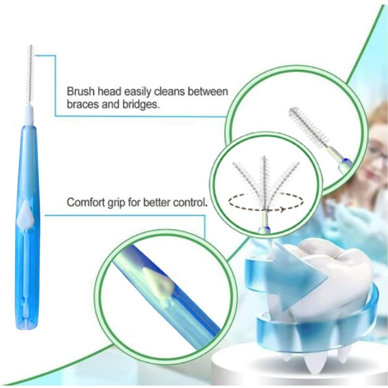 60Pcs Interdental Brushes Between Teeth Gum, Soft Bristles Braces Brush