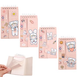 EsiFare Vocabulary Book, Cute Memory Cards, 80 Sheets x 4, Ring Included, Word Cards, English, Kanji, Exam, Increases Efficiency, Mini Notebook, Study Notepad, Stationery, Portable, Convenient for