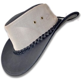 Oztrala~ Suede Leather Breezer Mesh Hat JACARU Cowboy Australian Mens Outback Golf SB 1019 US Black