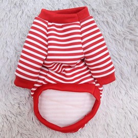 MAYPET | Sudadera para perro de rayas rojas y blancas con osito de peluche tamaño chico - Color rojo y blanco