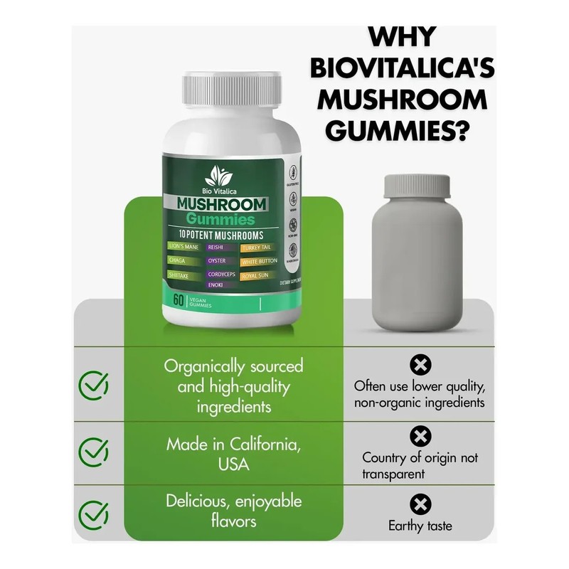 Bio Vitalica Gomitas Melena De León 10 Hongos 60 Gomitas