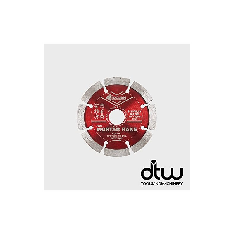 TROJAN 115mm (4.5") Angle Grinder Professional Mortar Pointing Diamond Rake