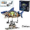 Mechanical Shark Building Set for Creative Play – 687-Piece Light-Up