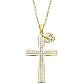 Beyond Brilliance 1/4 CT Yellow Plated Sterling Silver Cross Pendant Necklace | Gift Box Included