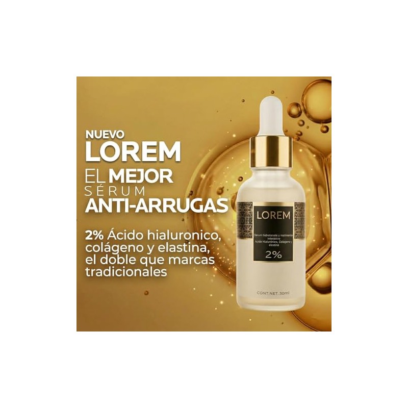 LOREM Serum Facial Ácido Hialurónico 2% con Péptidos de Colágeno