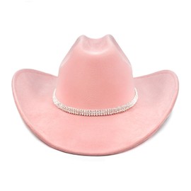 FLUFFY SENSE. Cowboy Hat for Women and Men with Shapeable Wide Brim - Felt Cowboy Hat Cattleman Western Hats for Cowboys and Cowgirls (as1, Alpha, l, x_l, Rose Pink)