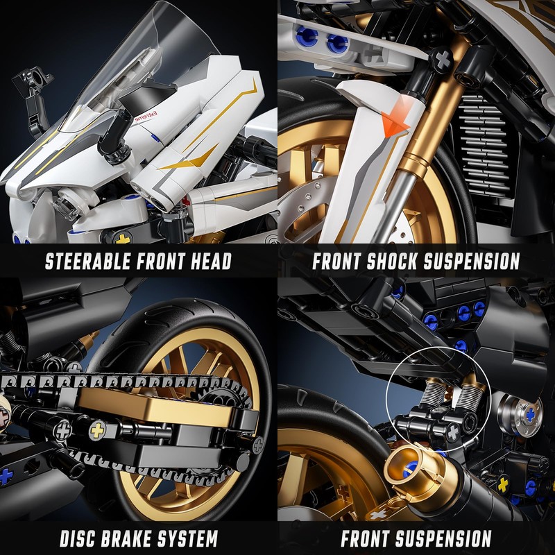 QiqoPoyee Sport Motorcycle 1:10 Scale Model Building Blocks Kits for