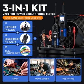 VDIAGTOOL V200 PRO Upgrade Kit Automotive Power Circuit Probe Tester with 30PCS Back Probe Kit, 12/24V Electrical Short and Open Circuit Finder AC/DC Voltage Test Activating Component 40Ft Cable
