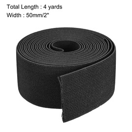 sourcing map Twill Wide Elastic Band Double-Side 50mm(2 inch) Flat 4 Yard Woven Elastic Band Knit Elastic Spool Heavy Stretch Strap Black for Sewing, Waistband