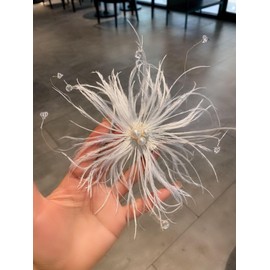 Bridal Flower Side Hair Clips, White Feather Fairy-Like Crystal Bead Hairpin Bridal Headpiece for Brides Bridesmaid,Girls,Women,Hair Comb Wedding Prom Birthday Party Hair Accessories (White Feather)