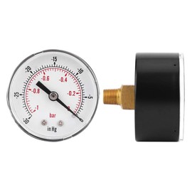 Dual Scale Vacuum Pressure Gauge, 50mm Dial Display, 1/8" BSPT Back Connection-1-0bar -30-0inhg Gauge, Good Airtightness, Accurate Measurement, Clear Reading, Transparent Cover, Rigid Round Dial