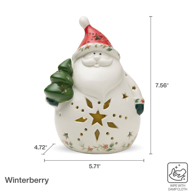 Pfaltzgraff Winterberry Santa Light Decorative Figurine, 7.5 inch
