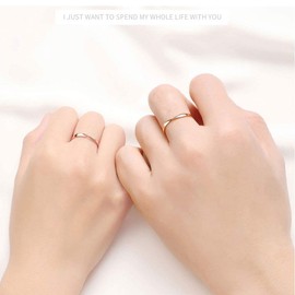 Rockyu 925 Silver Matching Ring, Pink Gold, Silver, Mobius Design, Zirconia, Couple Ring, Silver, No Gemstone