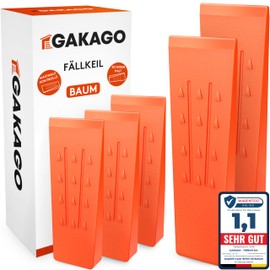 Gakago Felling Wedge Set (5 Pack) - Non-Slip Plastic Wedges with Barbed Scales and Profiled Grain - Extremely Impact Resistant and Frost Resistant in Striking Orange Signal Colour