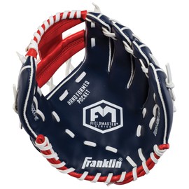 Franklin Sports Baseball and Softball Glove - Field Master - Baseball and Softball Mitt, Red, White, Blue, 11.0"