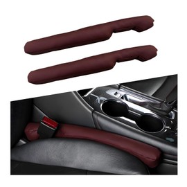 SHMZK 2 PCS Leather Car Seat Gap Filler, Auto Seat Blocker Organizer Fill The Gap Between Seat and Console, Universal Gap Filler Plug Stop Things from Dropping for Car SUV Truck (Wine Red)